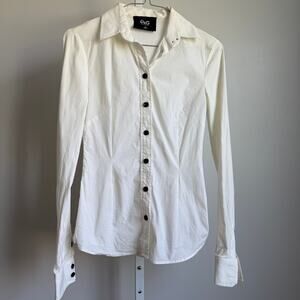 D&G sz‎ 36 White Button-Up Slim Fit Shirt Black Buttons Italy